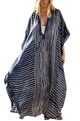 AiJump Vestido Bohemia de Playa Chiffon Kaftan Kimono Pareos Cover Ups para Mujer