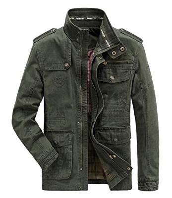 MERCIY Chaqueta Primavera otoño e Invierno Algodon Militar Chaqueta para Hombre Verde Ejercito Verde XXL