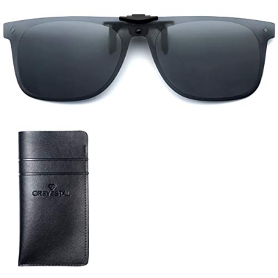CREYESTAL Clip Gafas de Sol Polarizadas, Clip para Gafas Graduadas, Abatible, Ligero y Cómodo, Hombre, Mujer, 100% Anti-UV, Certificado CE