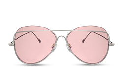Cheapass Gafas de Sol Piloto Plateadas Rosas UV400 Metálicas en oferta