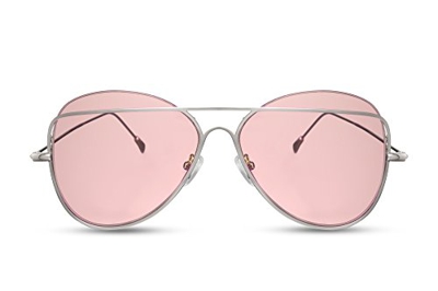 Cheapass Gafas de Sol Piloto Plateadas Rosas UV400 Metálicas