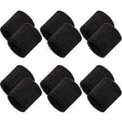 Metagio 12 paquetes de muñequeras deportivas de algodón para hombres y mujeres, unisex, absorbentes, muñequeras negras, para deporte, fútbol, balonces precio