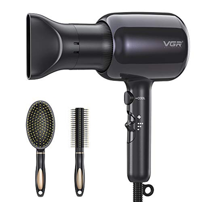 Anself Secador Pelo de Iones, Secador de Pelo 2000W con Concentrador, Peine de Airbag y Cepillos Redondos (3 Velocidades y 2 de Calor), para Alisar, R