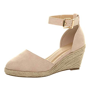 Sandalias Cuña Mujer Verano Plataformas Hebilla de Mujer Correa de Tobillo Sandalias Cuñas Sandalias Tejido de Verano Zapatos Transpirables 35-43 EU (