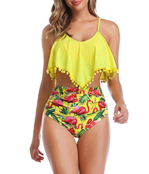 HenzWorld Ladies Tankini Sets Trajes de Baño Mujer Traje de Baño de 2 Piezas Estampado Floral Parte Inferior de Cintura Alta Bikini Traje de Baño (Ama características