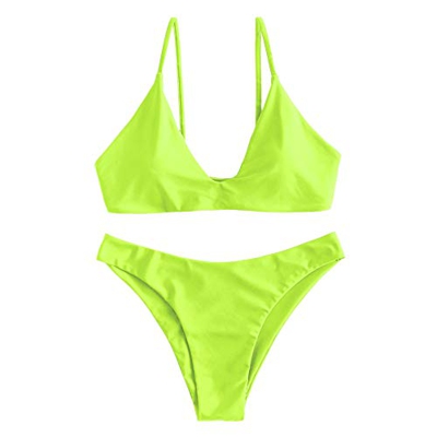 ZAFUL Conjunto de bikini de dos piezas para mujer con sujetador de corte alto y acolchado