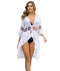 Traje de baño de Mujer Falda de Playa de Ganchillo Top Poncho de Punto Bikini Bikini de Camuflaje de Verano(white-3021) características