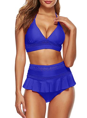 Las Mujeres del Bikini del Traje De Baño del Volante Sin Cables Volantes Beach Uso De La Venda De Tankini