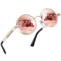 Joopin Polarizadas Redondas Gafas de sol Steampunk Retro Lennon Círculo Gafas de sol para Hombres y Mujeres Retro Rose en oferta