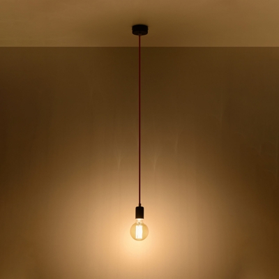 Lámpara colgante Simple, negro, cable rojo