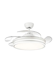 TODOLAMPARA - Ventilador de techo con luz LED 36W motor DC modelo BAYOMO Blanco, 3 tonalidades, aspas retráctiles, 6 velocidades, control remoto, memo en oferta