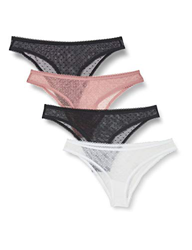 Iris & Lilly BELK427M4 Bikinis & Brasil, Negro/Rosa Magenta Viejo/Blanco, L, Pack de 4 precio