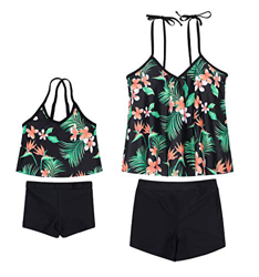 AmzBarley Traje de Baño Bañador de Mujer Tankini Push up Dos Piezas Conjuntos,Mujer Braga Alta Cintura Braguitas y Halter Acolchado Bra Top con Volant precio