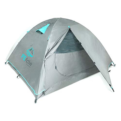 FE Active Tienda de Campaña 4 Personas – Tienda de Camping 4 Estaciones de Alta Cualidad para 3 o 4 Personas con Cubierta Impermeable, Postes de Alumi