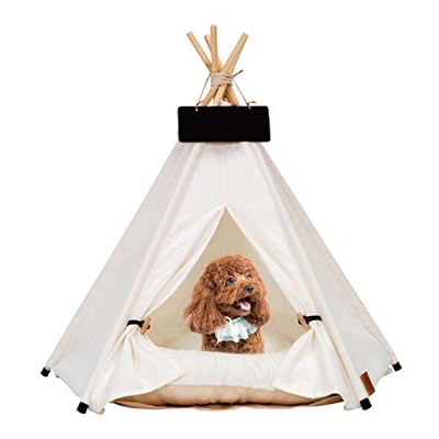 Pet Teepee Dog (Puppy) & Cat (Kitten) Bed - Tienda De Campaña Plegable Portátil Para Mascotas Para Perros Pequeños, Gatos, Conejos De Tamaño Mediano -