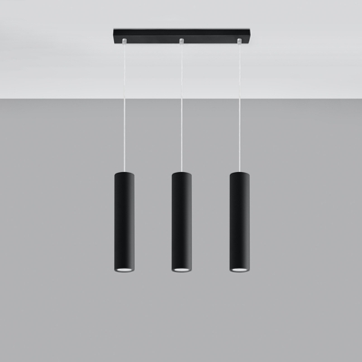 Lámpara colgante Tube, negro, 3 luces