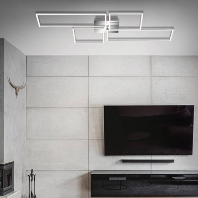 Plafón LED Frame CCT, cromo-aluminio, 110x54cm