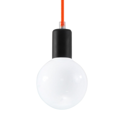 Lámpara colgante Simple, negro, cable naranja en oferta