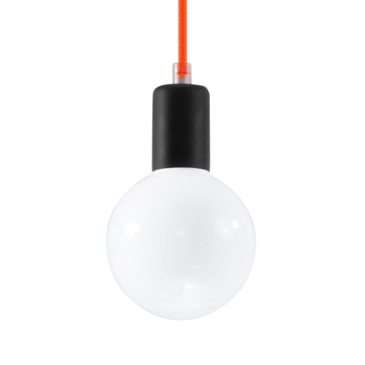 Lámpara colgante Simple, negro, cable naranja