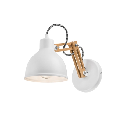 Aplique Skansen, brazo de madera ajustable, blanco