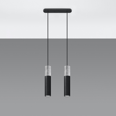 Lámpara colgante Tube, hormigón, negro, 2 luces