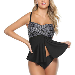 Aibrou Conjuntos de Bikinis Mujer Tankini Trajes de Baño de 2 Piezas, Conjunto de Top con Volantes y Vorte Bajo,Bañadores Mujer Sexy 2020 en oferta