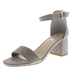 Mujer Sandalia el Talón Punta Abierta Moda Correa de Tobillo Talones - Gris - 38 - KL0136 precio
