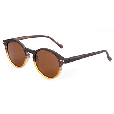 ZENOTTIC Gafas de sol Polarizadas Redondo Retrospectivo Cl¨¢sico Retrospectivo Lentes de sol Marco UV400 Para hombres y mujeres ¡­ (MARRÓN + TÉ)