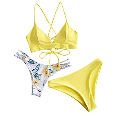 Bikinis Mujer 2020 Push up con Relleno Bikini Bandeau para Mujer Sujetador Relleno de Tres Piezas Traje de baño Tops y Braguitas Ropa de Playa Vikinis
