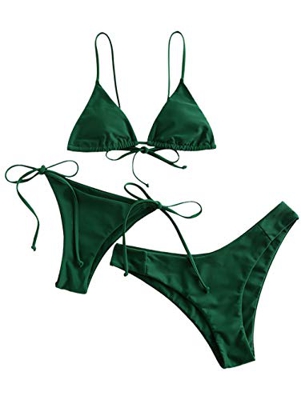 ZAFUL - Tirantes de espaguetis acolchados para mujer (3 piezas) verde L