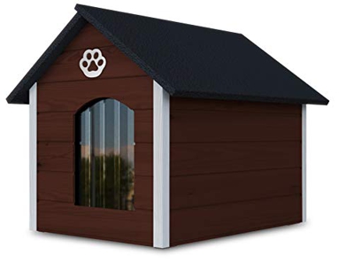 Novamat - Caseta para perros de madera - Casa acogedora y elegante para su perro con paredes aisladas - Resistente al agua - Tamaño XL (XL, marrón - b