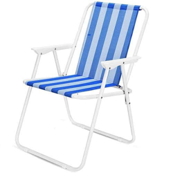 CABLEPELADO Silla Plegable de Playa con Respaldo de Tela Azul en oferta