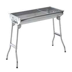 Outsunny Barbacoa Portátil y Plegable de Acero Inoxidable con Parrilla de Carbón BBQ de Picnic Camping Jardín 73x33x71 cm Plata precio