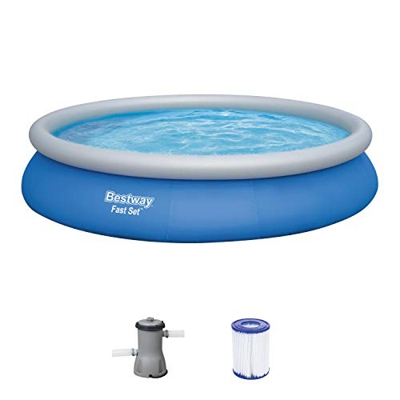 Bestway Fast Pool Set 457x84 cm, mit Filterpumpe Piscina con Bomba de Filtro (457 x 84 cm), Color Azul, (57313)