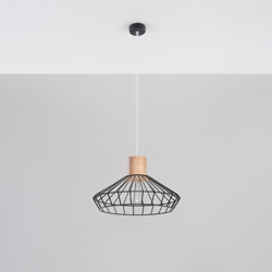 Lámpara colgante Grid, rejilla, madera, Ø 37 cm características