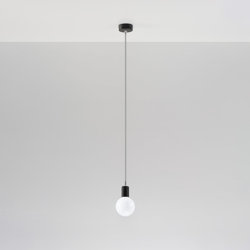 Lámpara colgante Simple, negro, cable gris precio