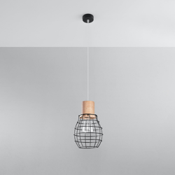 Lámpara colgante Grid, rejilla, madera Ø 18,5 cm características