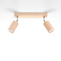Foco de techo Cre de madera, 2 luces características