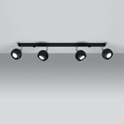 Foco de techo Flame, negro, 4 luces características