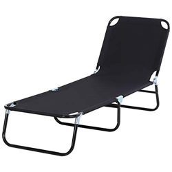 Outsunny Tumbona Plegable Reclinable con Ángulo Ajustable de 3 Posiciones para Jardín Exterior Piscina Terraza Camping Carga 120 kg 190x56x28 cm Negro características