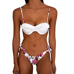 Bikinis Mujer 2019 Push up Sexy con Volantes Bañador brasileño Conjunto de Traje de BañO Estampado con Relleno Sujetador Tops y Braguitas Ropa de Play características