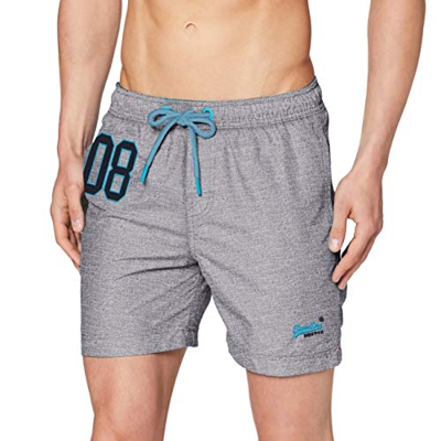 Superdry Water Polo Swim Short Pantalones Cortos, Grano De Plata Gris, XL para Hombre