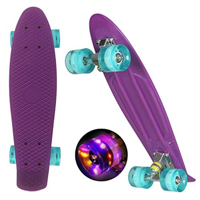 WeSkate Mini Cruiser Skateboard tabla completa retro 22 "55 cm tabla de skate vintage con borde de plástico Cruiser tabla con PU rueda flash rodamient