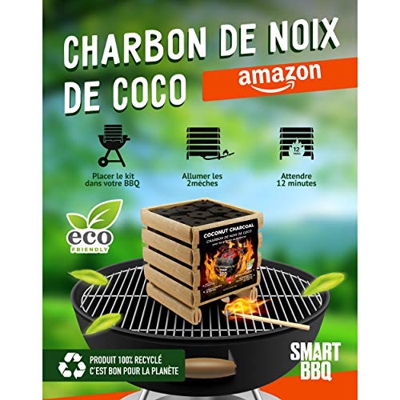 Smart BBQ - Carbón de coco para barbacoa 100% natural