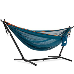 Vivere Mesh-Hängematte mit Gestell Blau/Orange Hamaca de Malla con Estructura (250 cm), Color Azul y Naranja en oferta