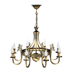 Lámpara de araña Castle pátina brillante 8 brazos características