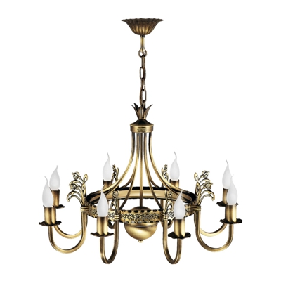 Lámpara de araña Castle pátina brillante 8 brazos