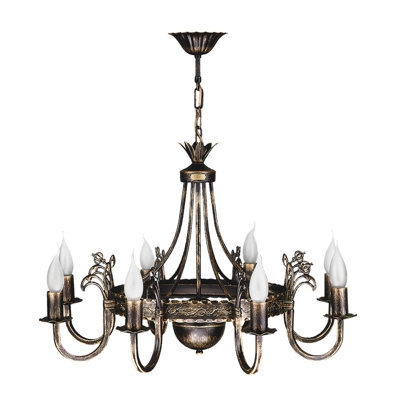 Lámpara de araña Castle pátina oscura 8 brazos