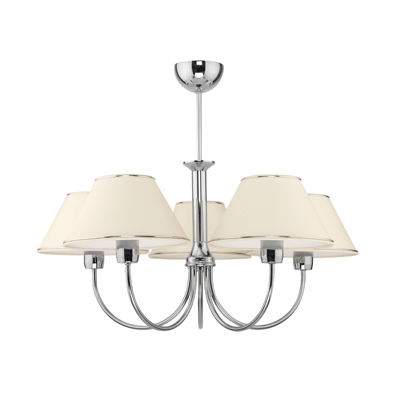 Lámpara de araña London cromo/crema, 5 brazos