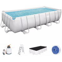 Power Steel 56466 piscina sobre suelo Piscina con anillo hinchable Rectangular 14812 L Azul, Gris características